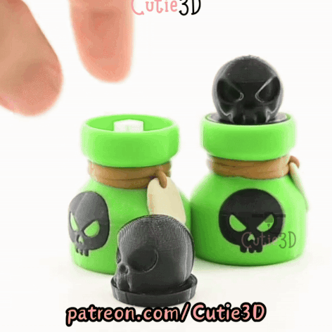Digital Downloads - Cutie3D Halloween Skull Poison Bottle Keycap Fidget Clicker Keychain - Cute Backpack Keychain