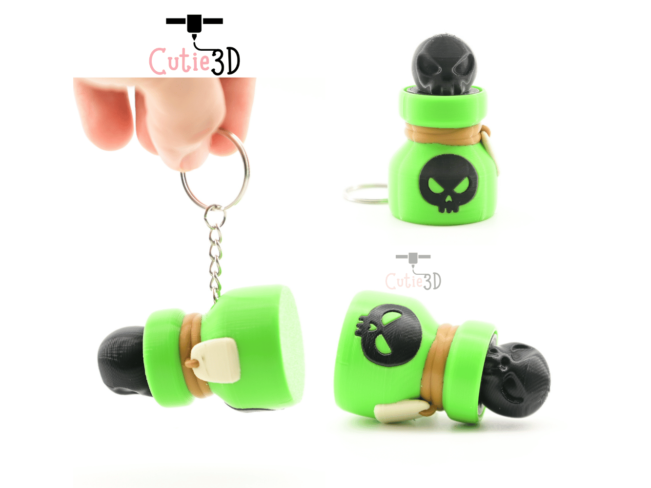 Digital Downloads - Cutie3D Halloween Skull Poison Bottle Keycap Fidget Clicker Keychain - Cute Backpack Keychain