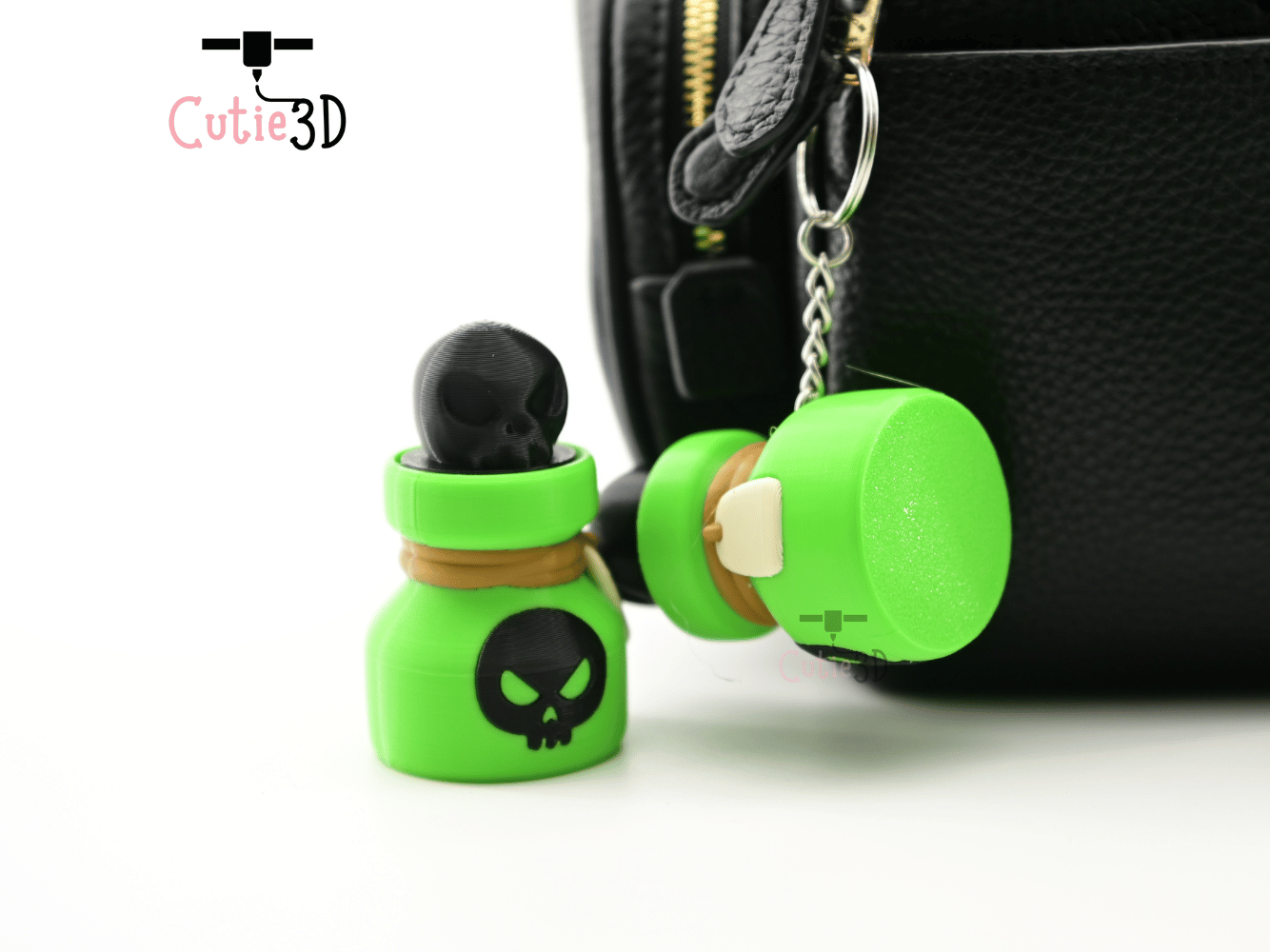 Digital Downloads - Cutie3D Halloween Skull Poison Bottle Keycap Fidget Clicker Keychain - Cute Backpack Keychain