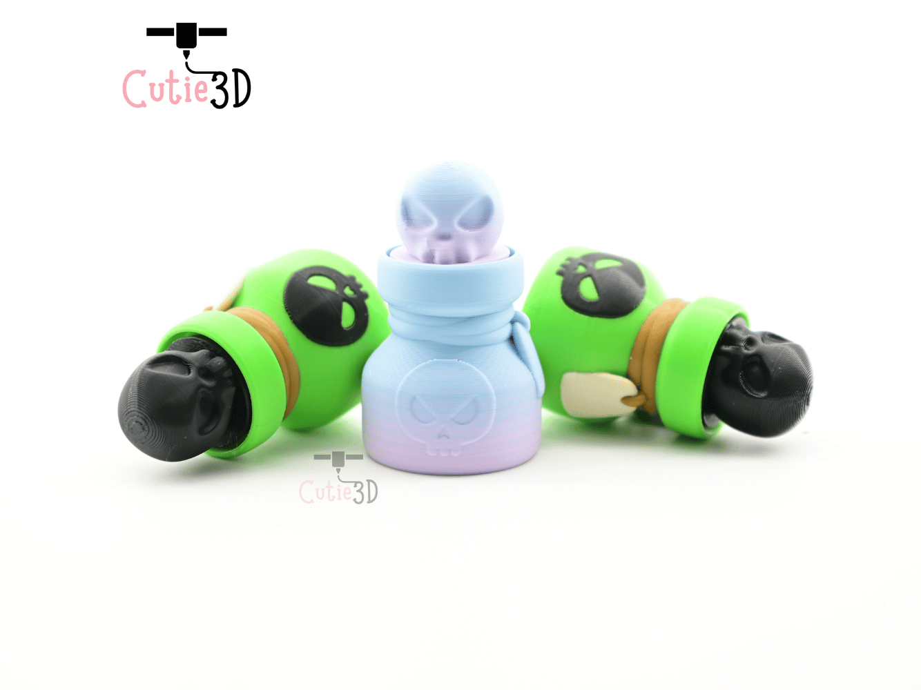 Digital Downloads - Cutie3D Halloween Skull Poison Bottle Keycap Fidget Clicker Keychain - Cute Backpack Keychain