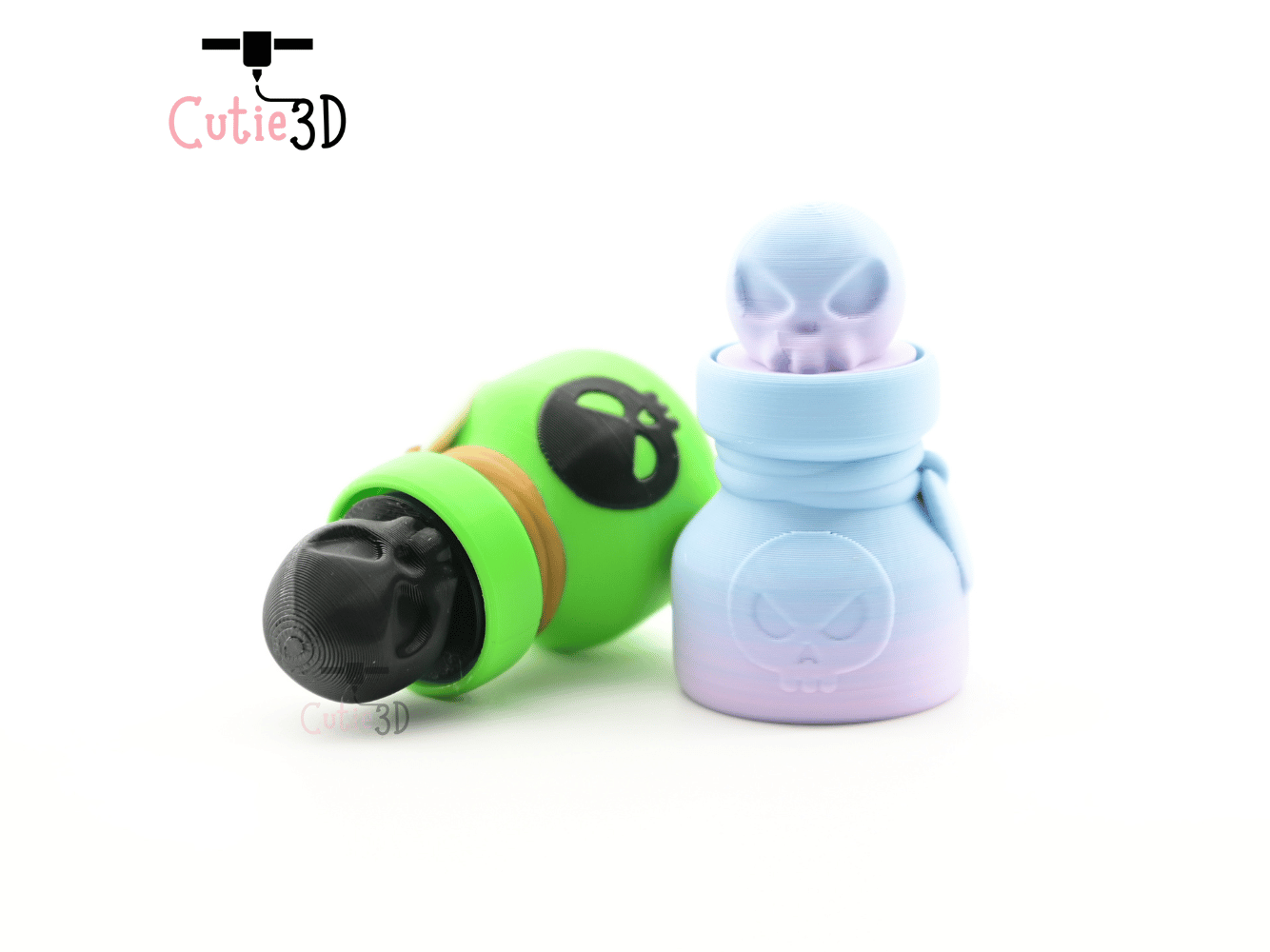 Digital Downloads - Cutie3D Halloween Skull Poison Bottle Keycap Fidget Clicker Keychain - Cute Backpack Keychain