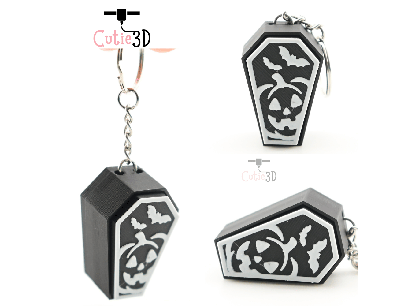 Digital Downloads - Cutie3D Halloween Spooky Coffin Set Keycap Fidget Clicker Keychain - Cute Backpack Keychain