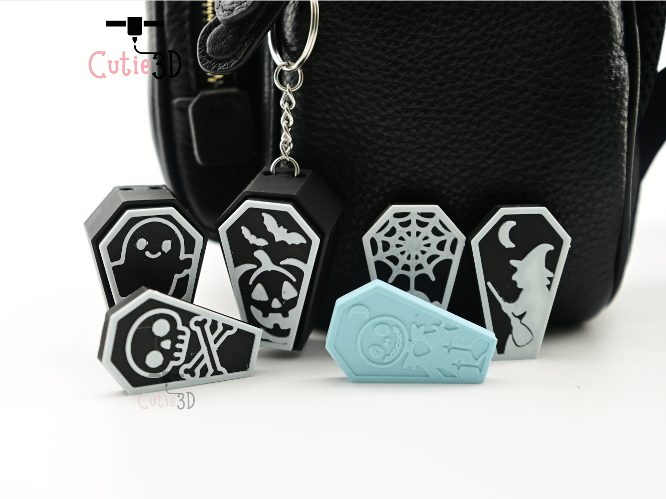 Digital Downloads - Cutie3D Halloween Spooky Coffin Set Keycap Fidget Clicker Keychain - Cute Backpack Keychain