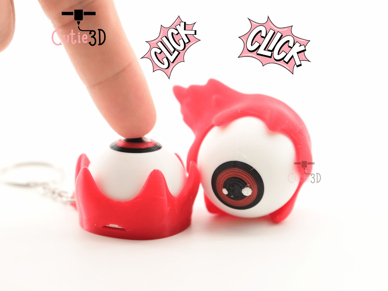 Digital Downloads - Cutie3D Halloween Spooky Eyeball Keycap Fidget Clicker Keychain - Cute Backpack Keychain
