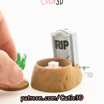 Digital Downloads - Cutie3D Halloween Tombstone With Zombie Hand Keycap Fidget Clicker Keychain - Cute Backpack Keychain