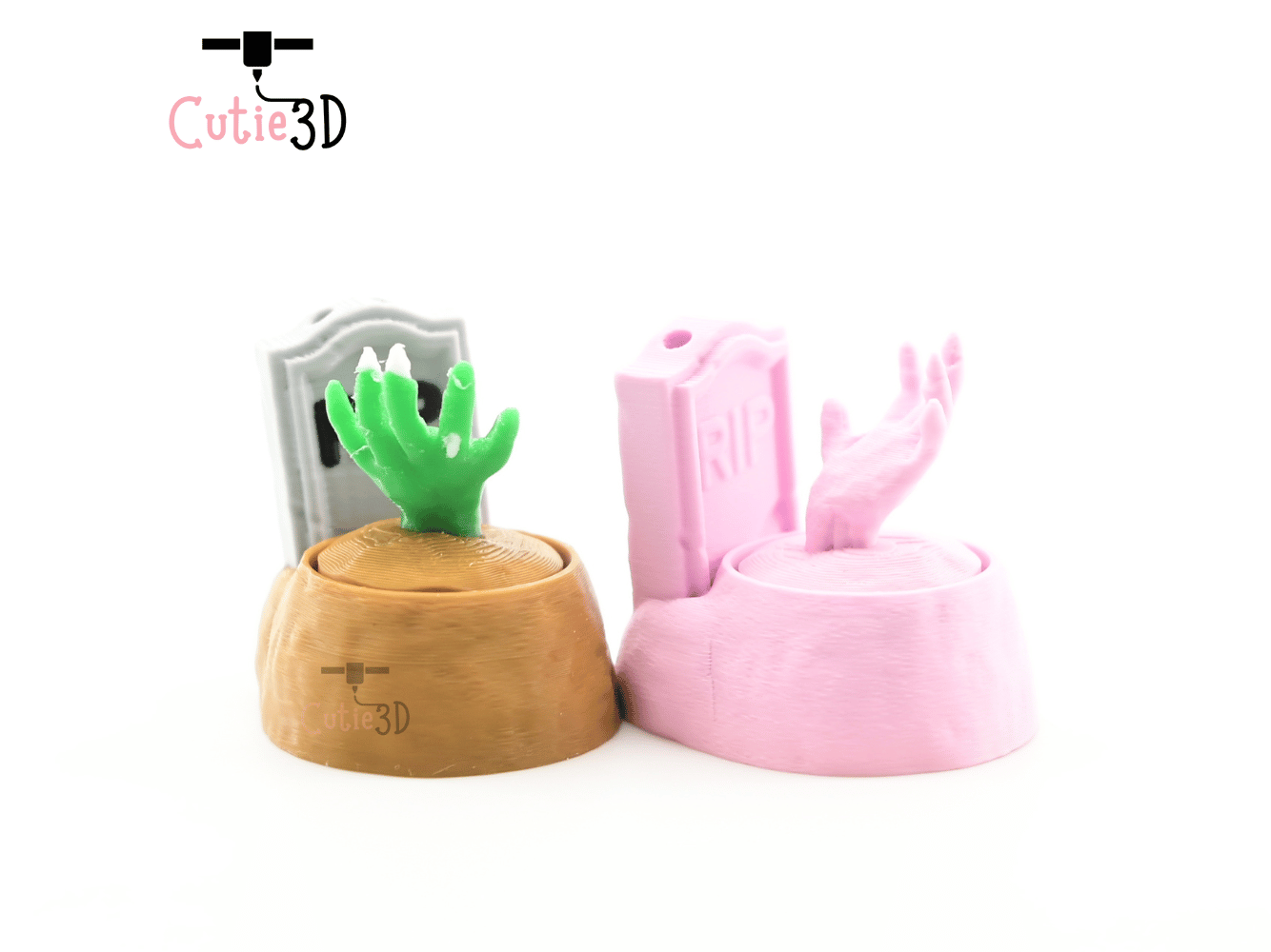 Digital Downloads - Cutie3D Halloween Tombstone With Zombie Hand Keycap Fidget Clicker Keychain - Cute Backpack Keychain