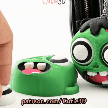 Digital Downloads - Cutie3D Halloween Zombie Head Keycap Fidget Clicker Keychain - Cute Backpack Keychain