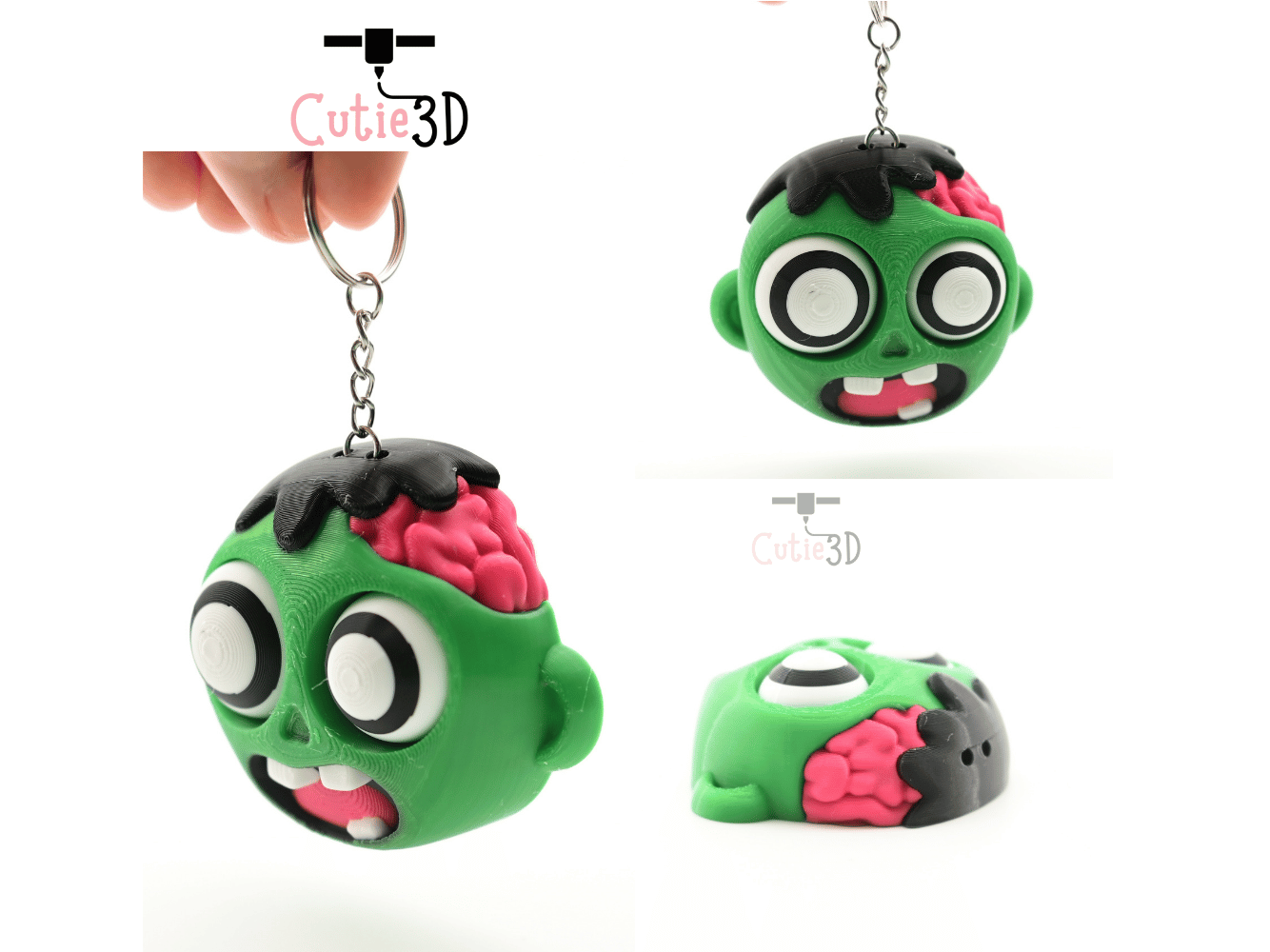 Digital Downloads - Cutie3D Halloween Zombie Head Keycap Fidget Clicker Keychain - Cute Backpack Keychain