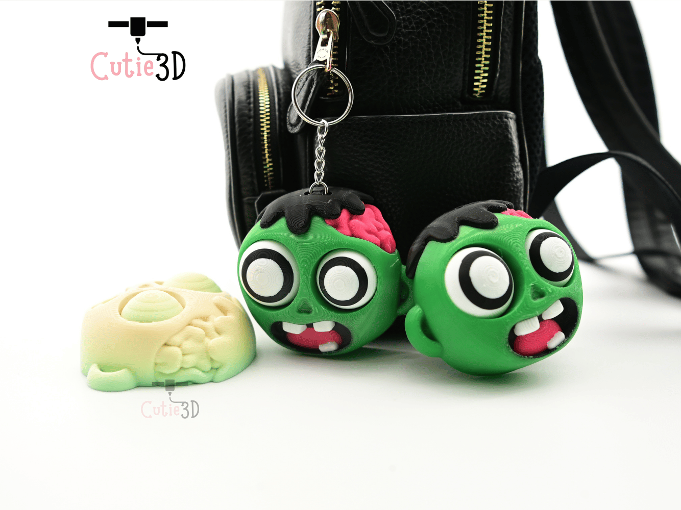 Digital Downloads - Cutie3D Halloween Zombie Head Keycap Fidget Clicker Keychain - Cute Backpack Keychain