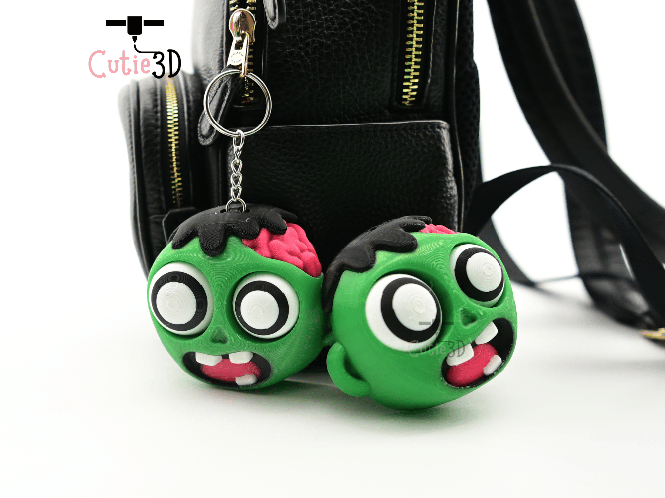Digital Downloads - Cutie3D Halloween Zombie Head Keycap Fidget Clicker Keychain - Cute Backpack Keychain