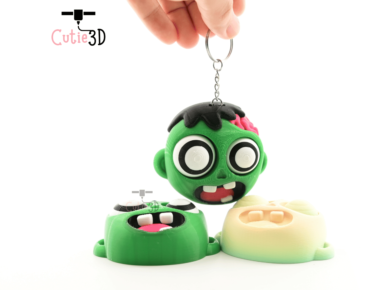 Digital Downloads - Cutie3D Halloween Zombie Head Keycap Fidget Clicker Keychain - Cute Backpack Keychain