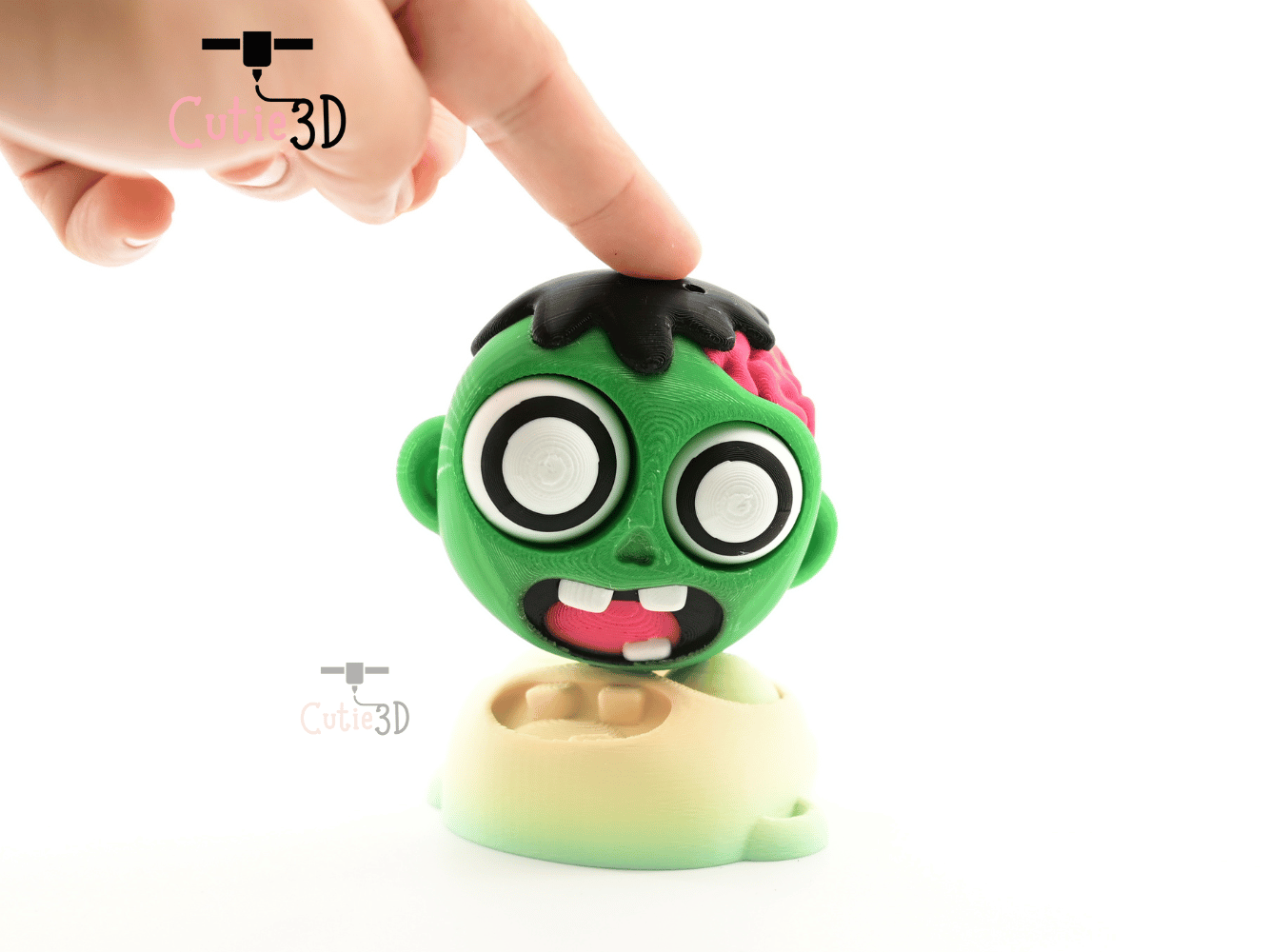 Digital Downloads - Cutie3D Halloween Zombie Head Keycap Fidget Clicker Keychain - Cute Backpack Keychain