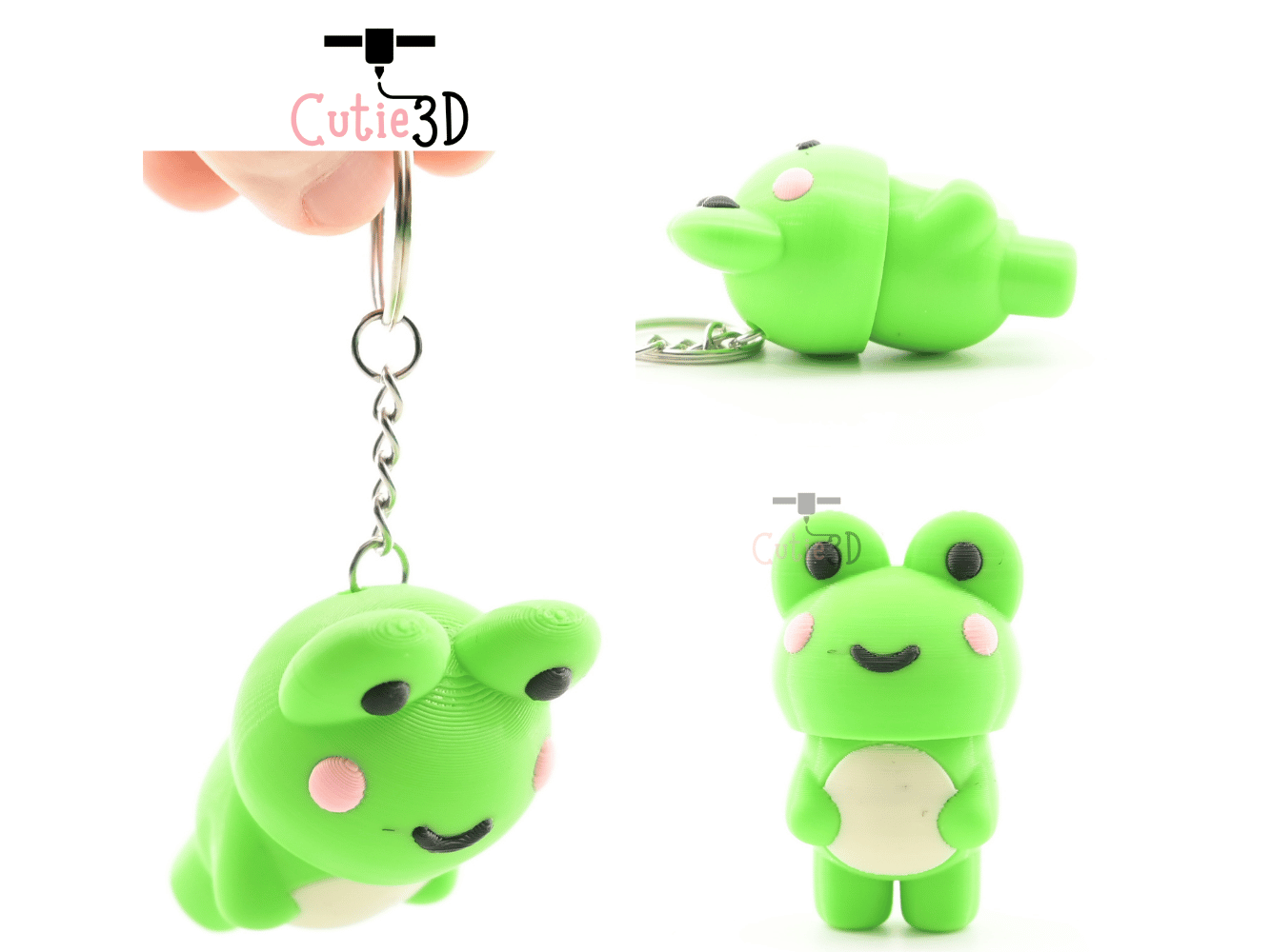 Digital Downloads - Cutie3D Happy Frog For Animal Lovers Keycap Fidget Clicker Keychain - Cute Backpack Keychain