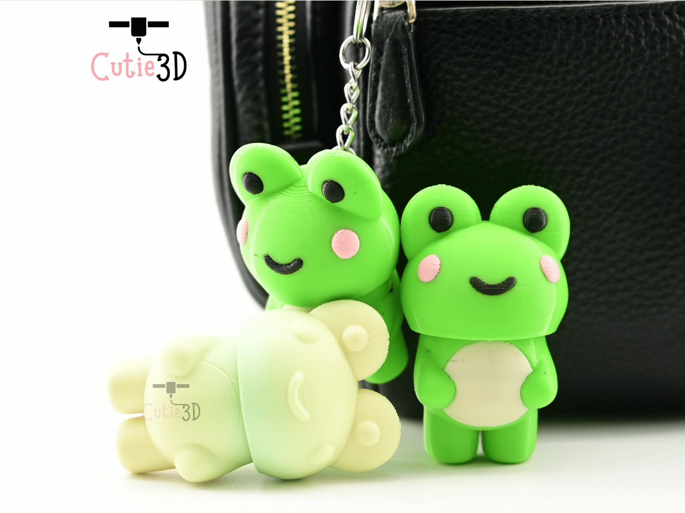 Digital Downloads - Cutie3D Happy Frog For Animal Lovers Keycap Fidget Clicker Keychain - Cute Backpack Keychain