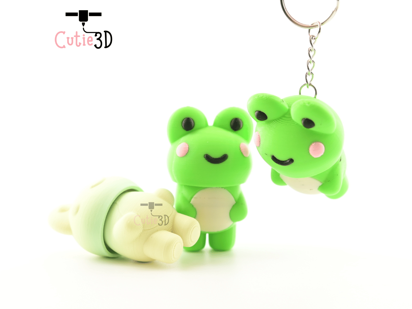 Digital Downloads - Cutie3D Happy Frog For Animal Lovers Keycap Fidget Clicker Keychain - Cute Backpack Keychain