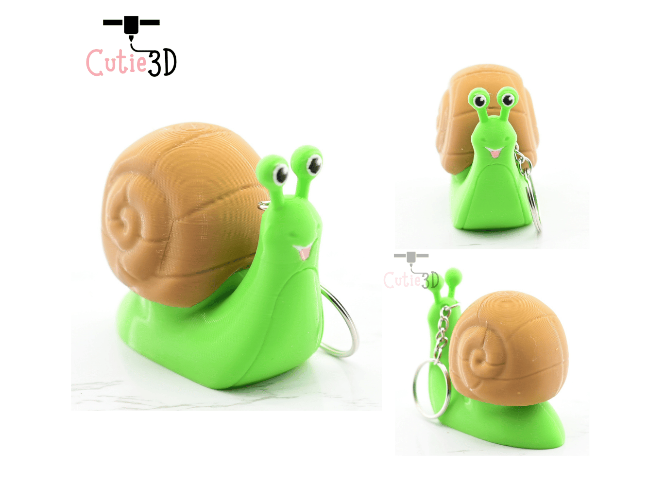 Digital Downloads - Cutie3D Happy Snail Keycap Fidget Clicker Keychain - Cute Backpack Keychain