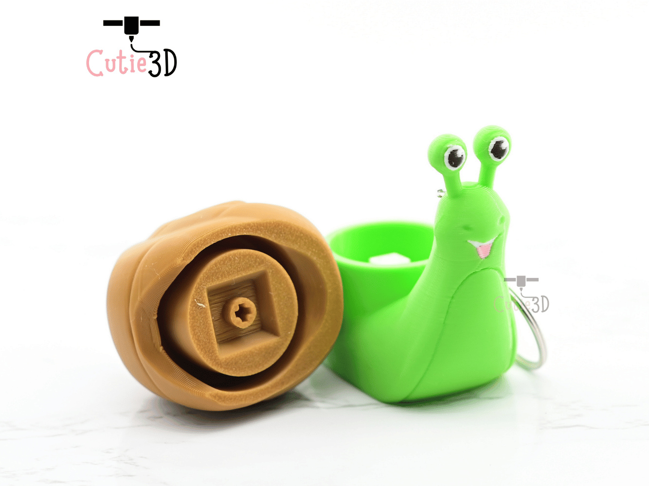 Digital Downloads - Cutie3D Happy Snail Keycap Fidget Clicker Keychain - Cute Backpack Keychain