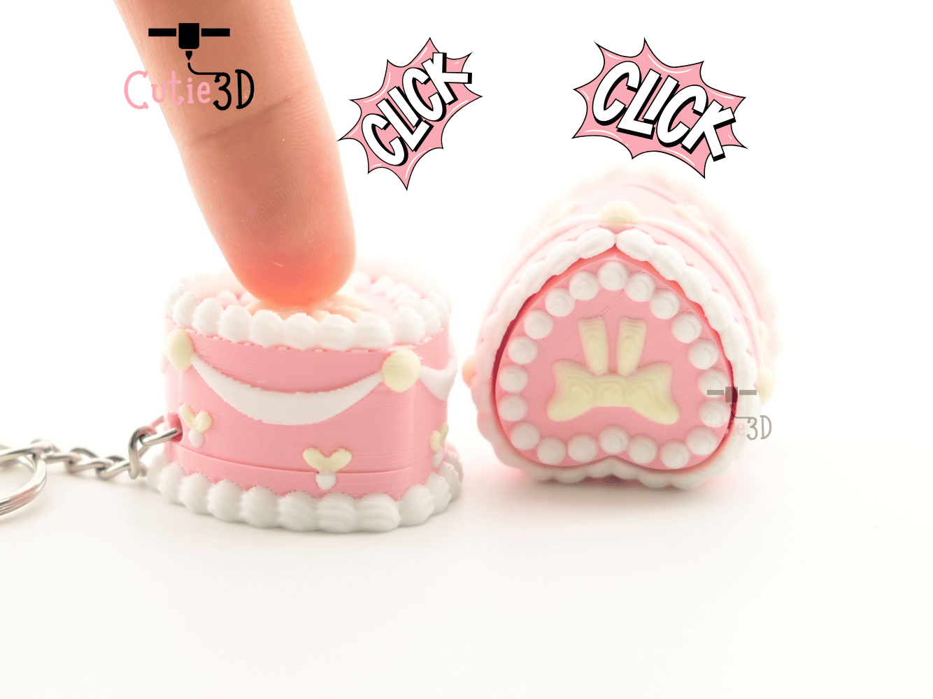 Digital Downloads - Cutie3D Heart Birthday Cake Keycap Fidget Clicker Keychain - Cute Backpack Keychain