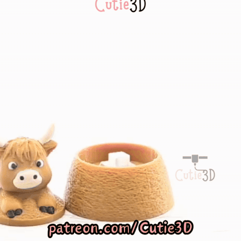 Digital Downloads - Cutie3D Highland Cow On Hay Keycap Fidget Clicker Keychain - Cute Backpack Keychain