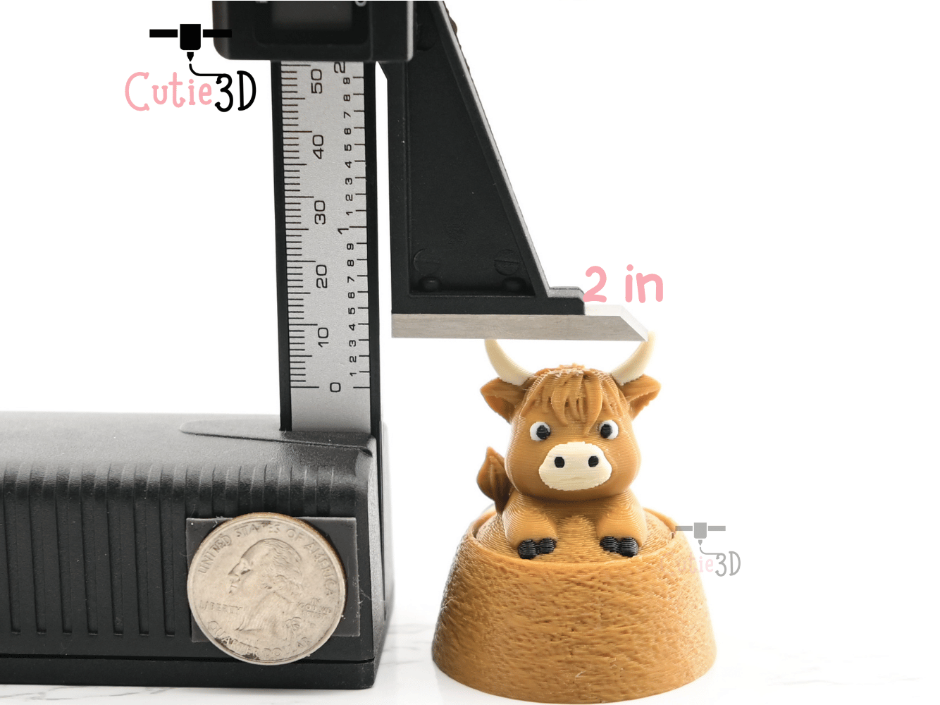 Digital Downloads - Cutie3D Highland Cow On Hay Keycap Fidget Clicker Keychain - Cute Backpack Keychain