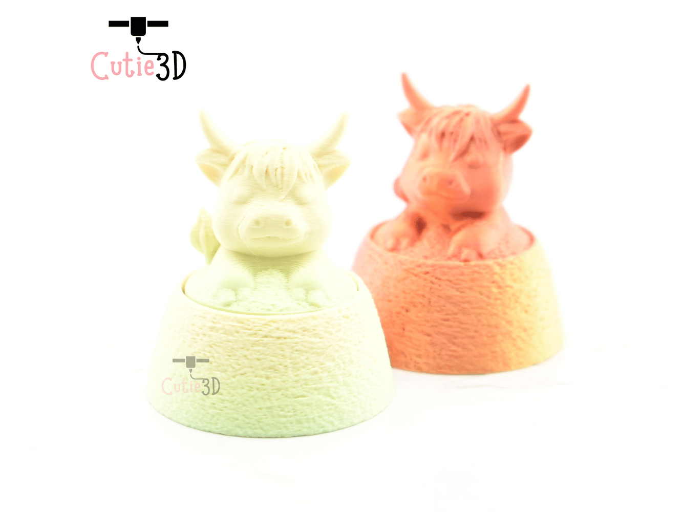 Digital Downloads - Cutie3D Highland Cow On Hay Keycap Fidget Clicker Keychain - Cute Backpack Keychain