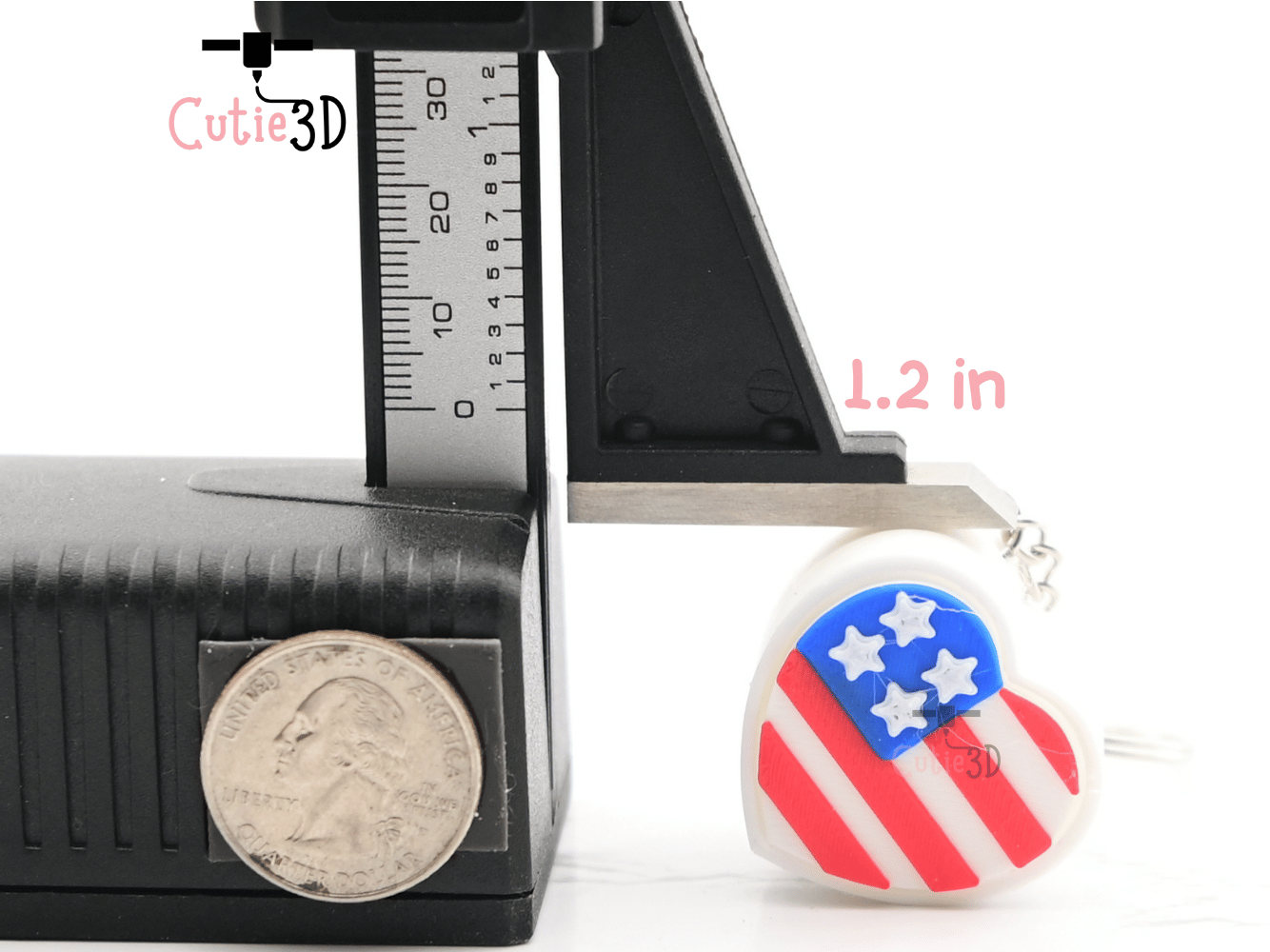 Digital Downloads - Cutie3D July 4Th Heart Keycap Fidget Clicker Keychain - Cute Backpack Keychain