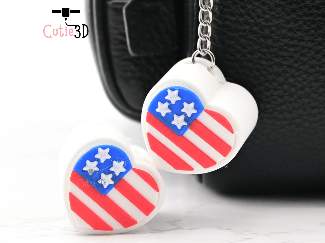 Digital Downloads - Cutie3D July 4Th Heart Keycap Fidget Clicker Keychain - Cute Backpack Keychain