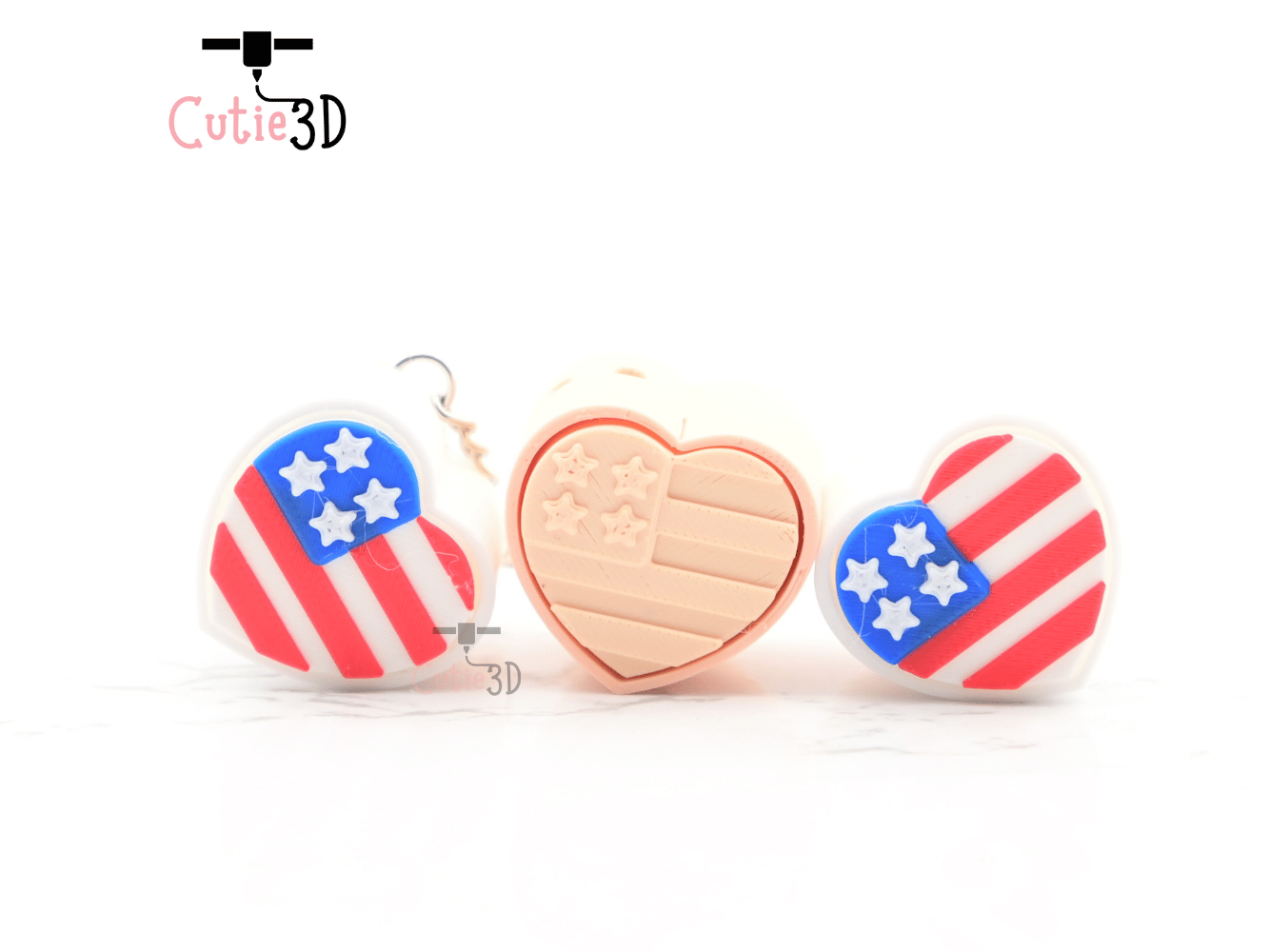 Digital Downloads - Cutie3D July 4Th Heart Keycap Fidget Clicker Keychain - Cute Backpack Keychain