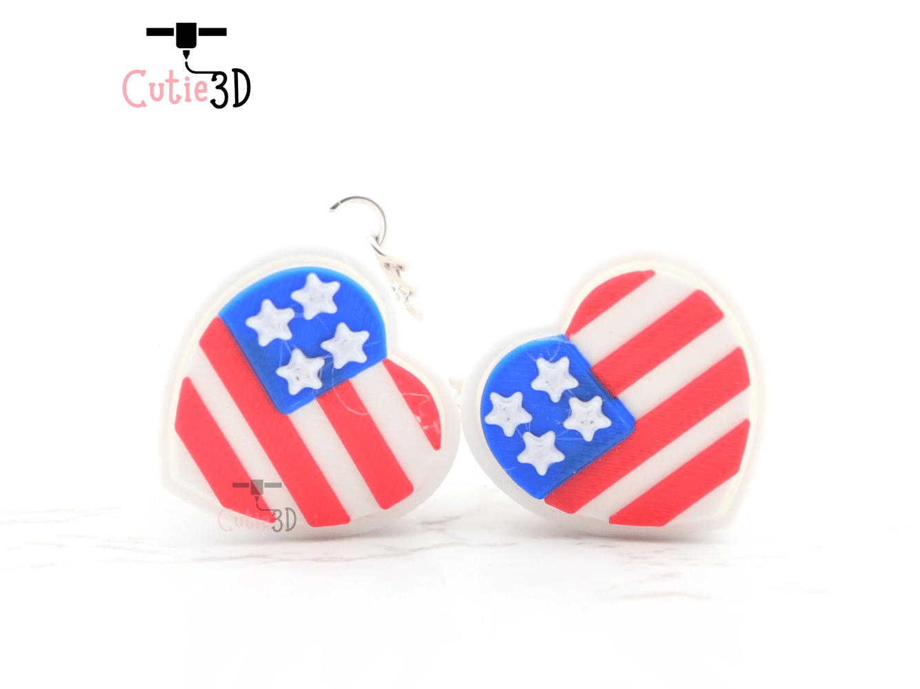 Digital Downloads - Cutie3D July 4Th Heart Keycap Fidget Clicker Keychain - Cute Backpack Keychain