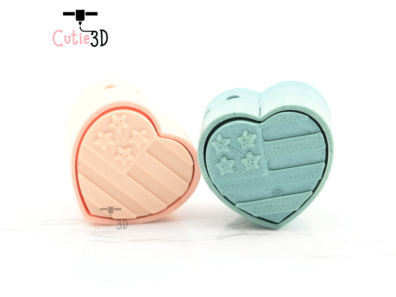 Digital Downloads - Cutie3D July 4Th Heart Keycap Fidget Clicker Keychain - Cute Backpack Keychain