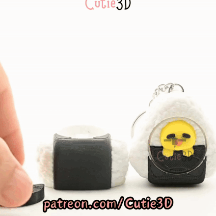 Digital Downloads - Cutie3D Kawaii Onigiri Chick For Food Lovers Keycap Fidget Clicker Keychain - Cute Backpack Keychain