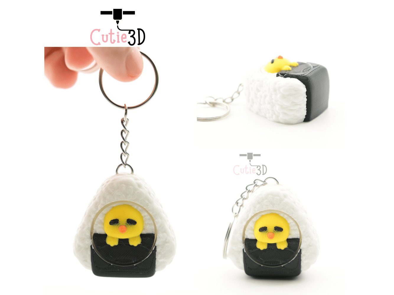 Digital Downloads - Cutie3D Kawaii Onigiri Chick For Food Lovers Keycap Fidget Clicker Keychain - Cute Backpack Keychain