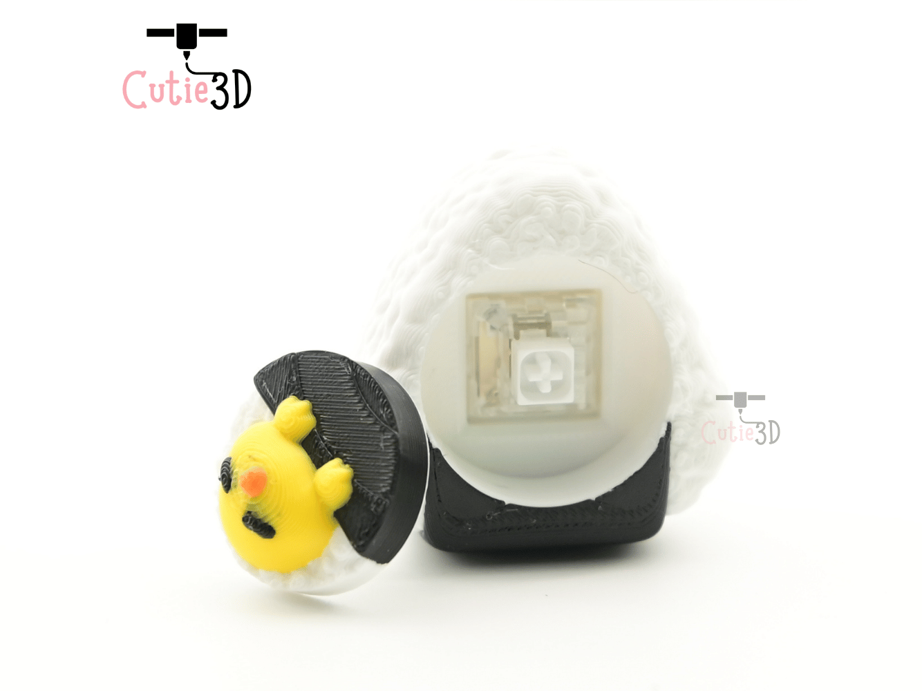 Digital Downloads - Cutie3D Kawaii Onigiri Chick For Food Lovers Keycap Fidget Clicker Keychain - Cute Backpack Keychain