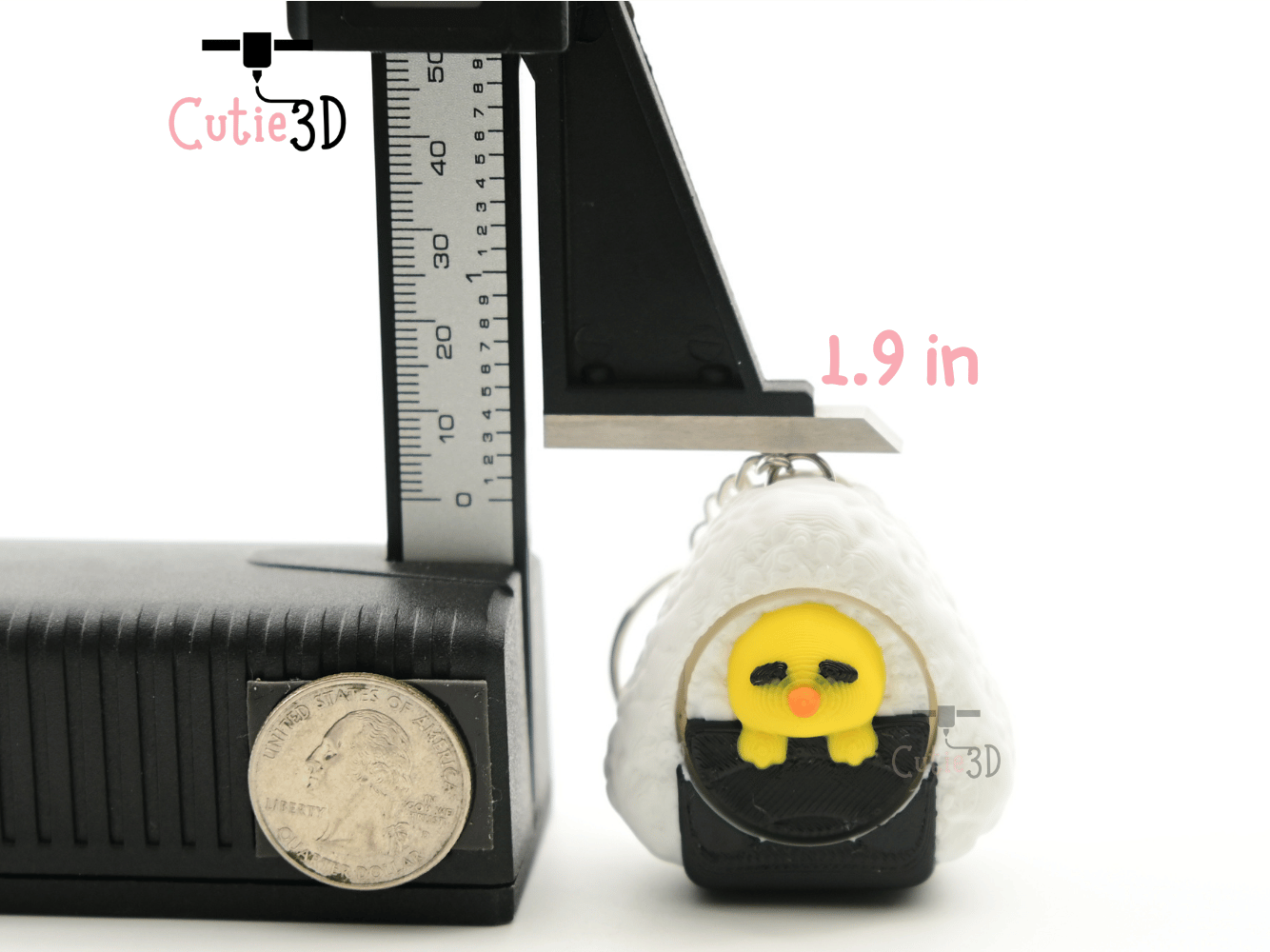 Digital Downloads - Cutie3D Kawaii Onigiri Chick For Food Lovers Keycap Fidget Clicker Keychain - Cute Backpack Keychain
