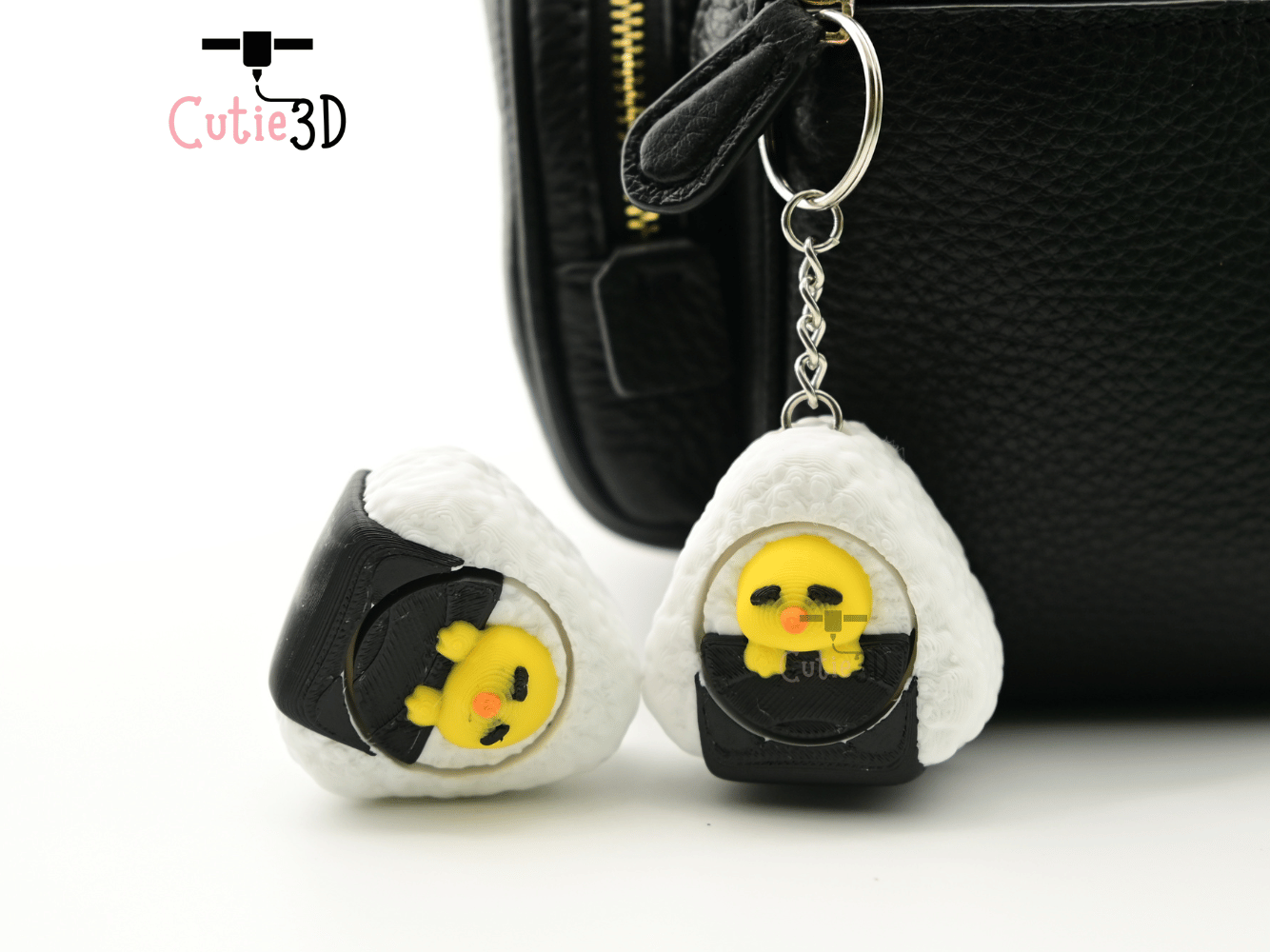 Digital Downloads - Cutie3D Kawaii Onigiri Chick For Food Lovers Keycap Fidget Clicker Keychain - Cute Backpack Keychain