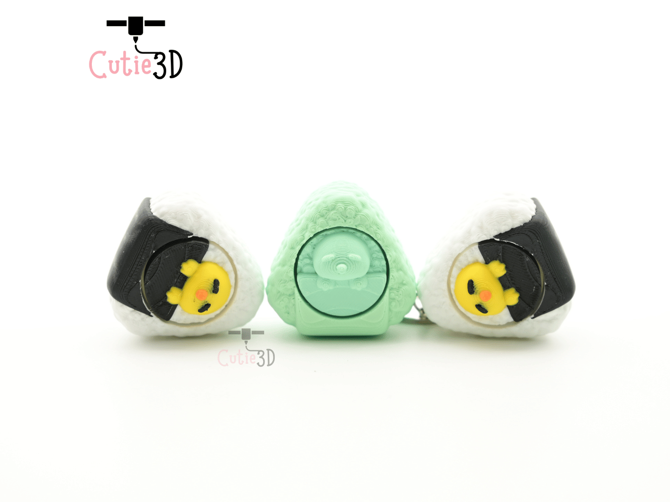 Digital Downloads - Cutie3D Kawaii Onigiri Chick For Food Lovers Keycap Fidget Clicker Keychain - Cute Backpack Keychain