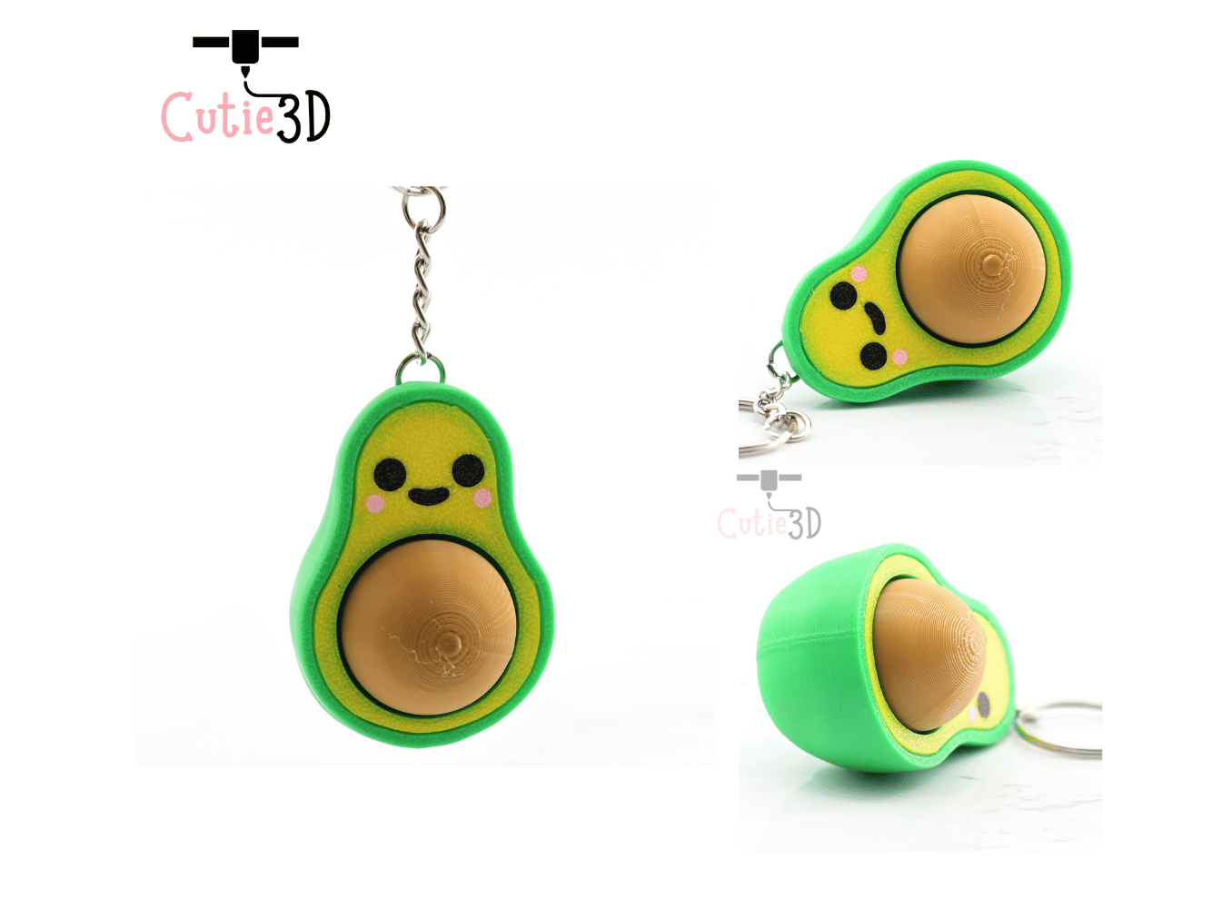 Digital Downloads - Cutie3D Keycap Fidget Clicker Avocado Keychain - Cute Backpack Keychain