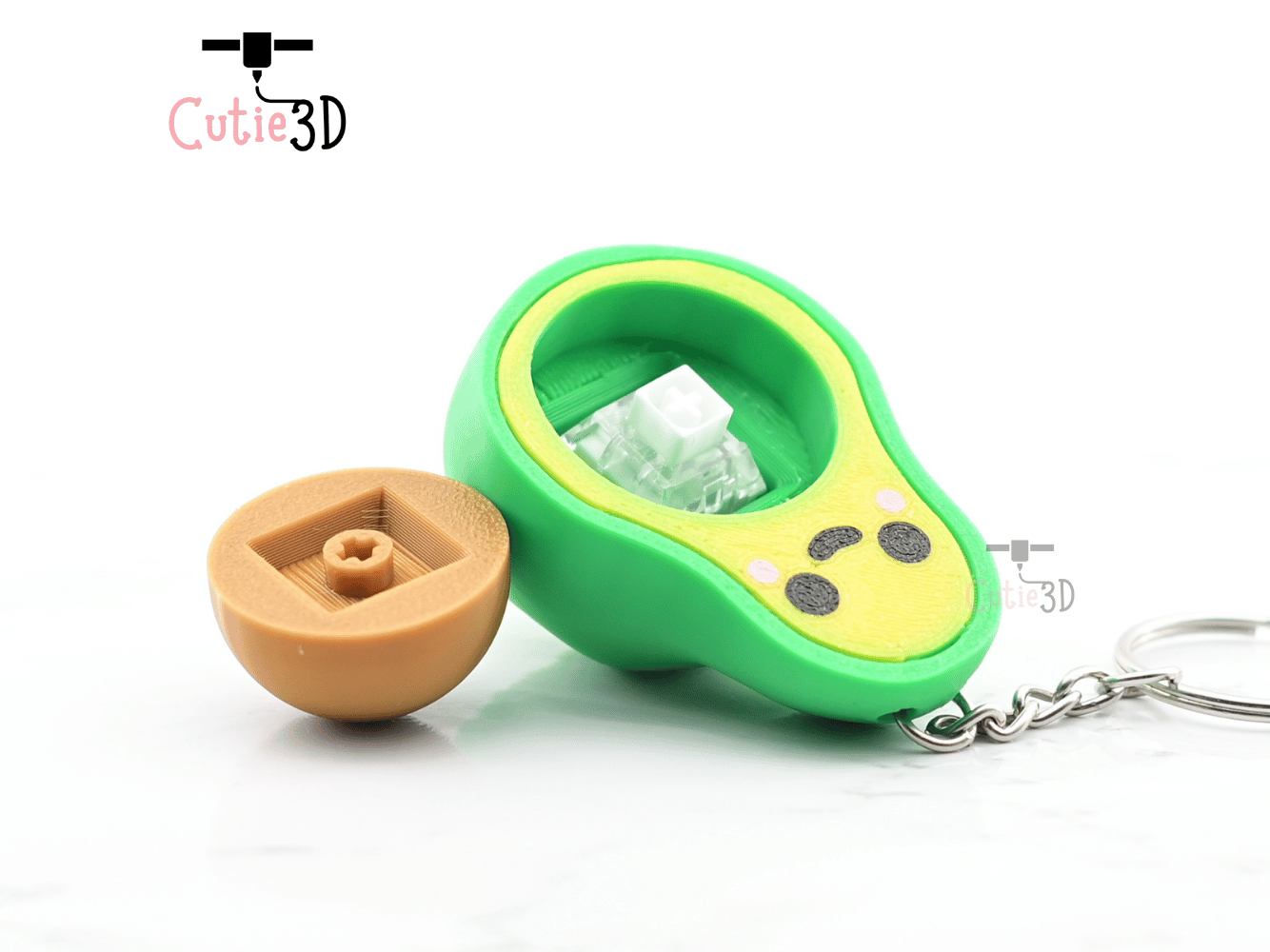 Digital Downloads - Cutie3D Keycap Fidget Clicker Avocado Keychain - Cute Backpack Keychain