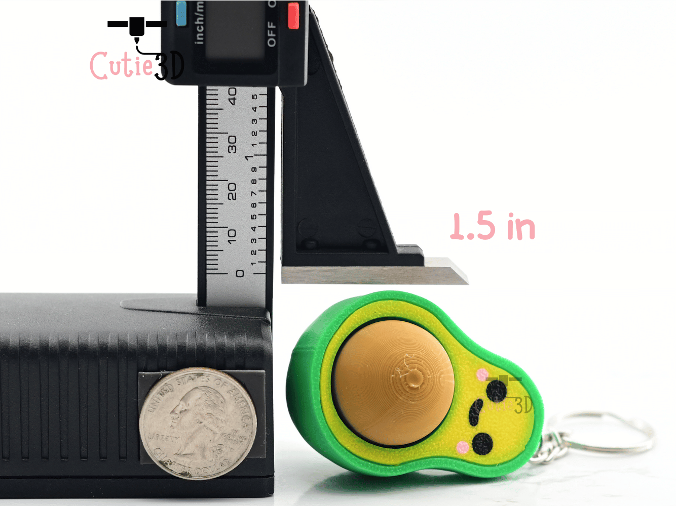 Digital Downloads - Cutie3D Keycap Fidget Clicker Avocado Keychain - Cute Backpack Keychain