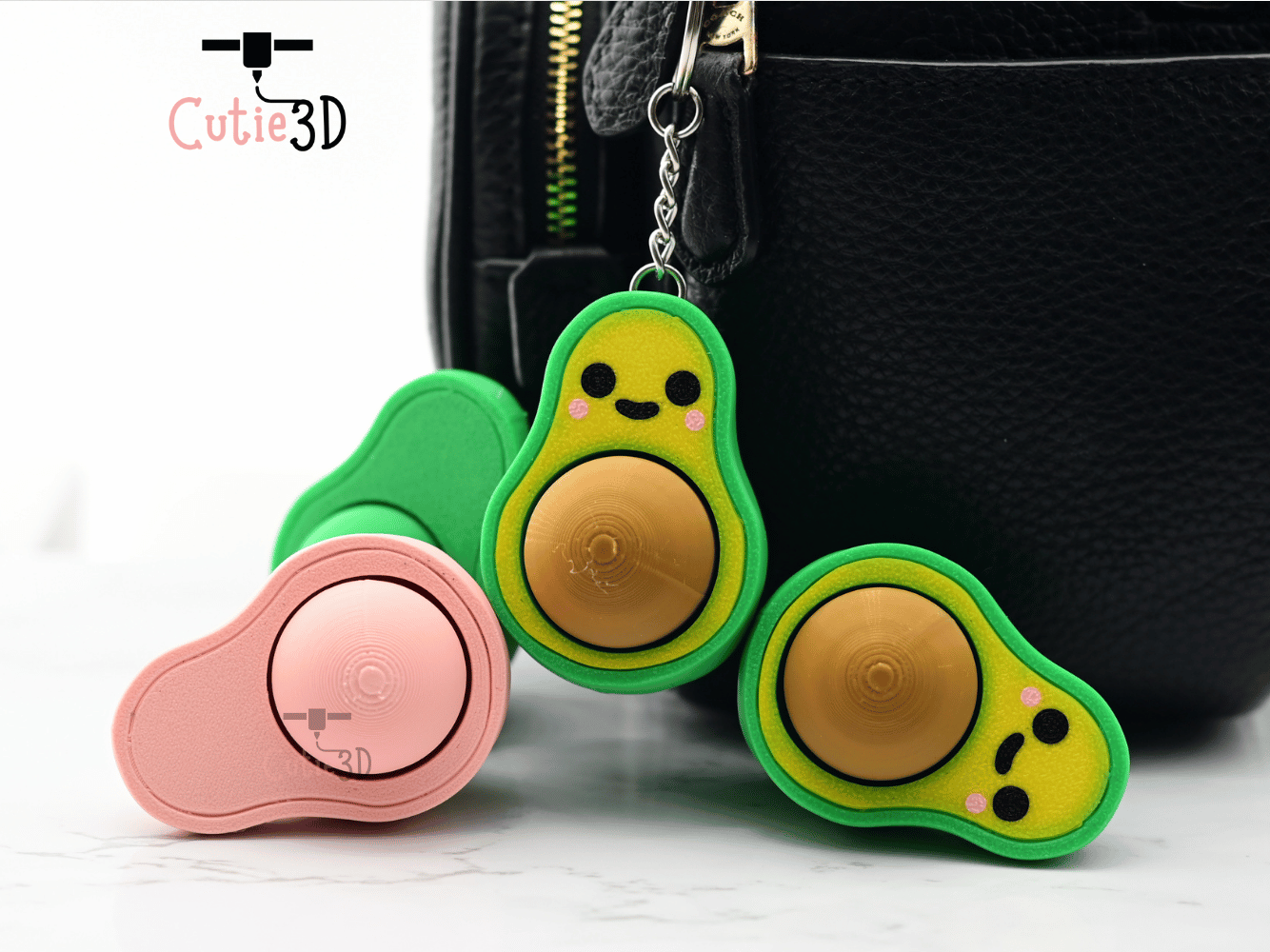 Digital Downloads - Cutie3D Keycap Fidget Clicker Avocado Keychain - Cute Backpack Keychain