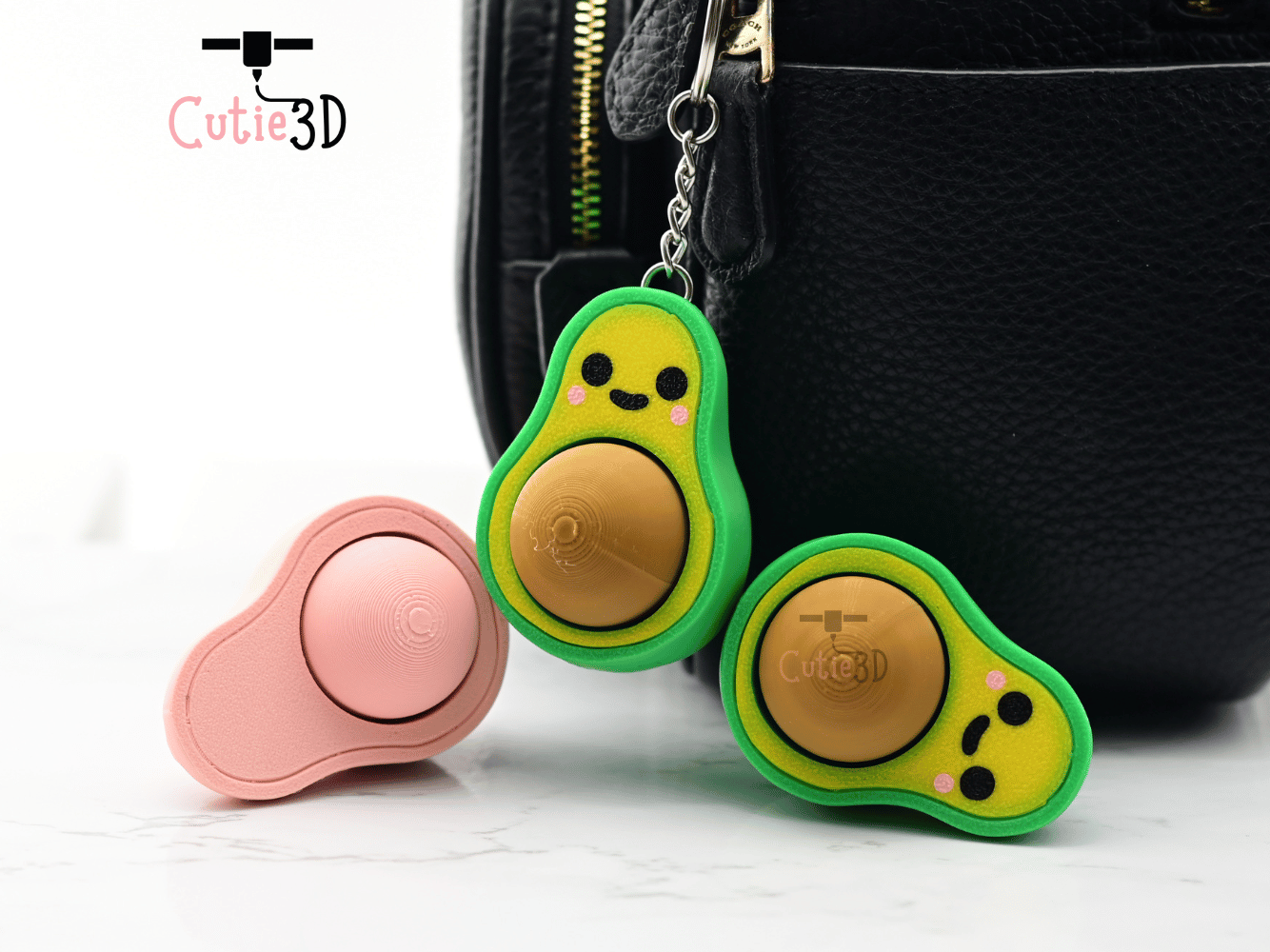 Digital Downloads - Cutie3D Keycap Fidget Clicker Avocado Keychain - Cute Backpack Keychain