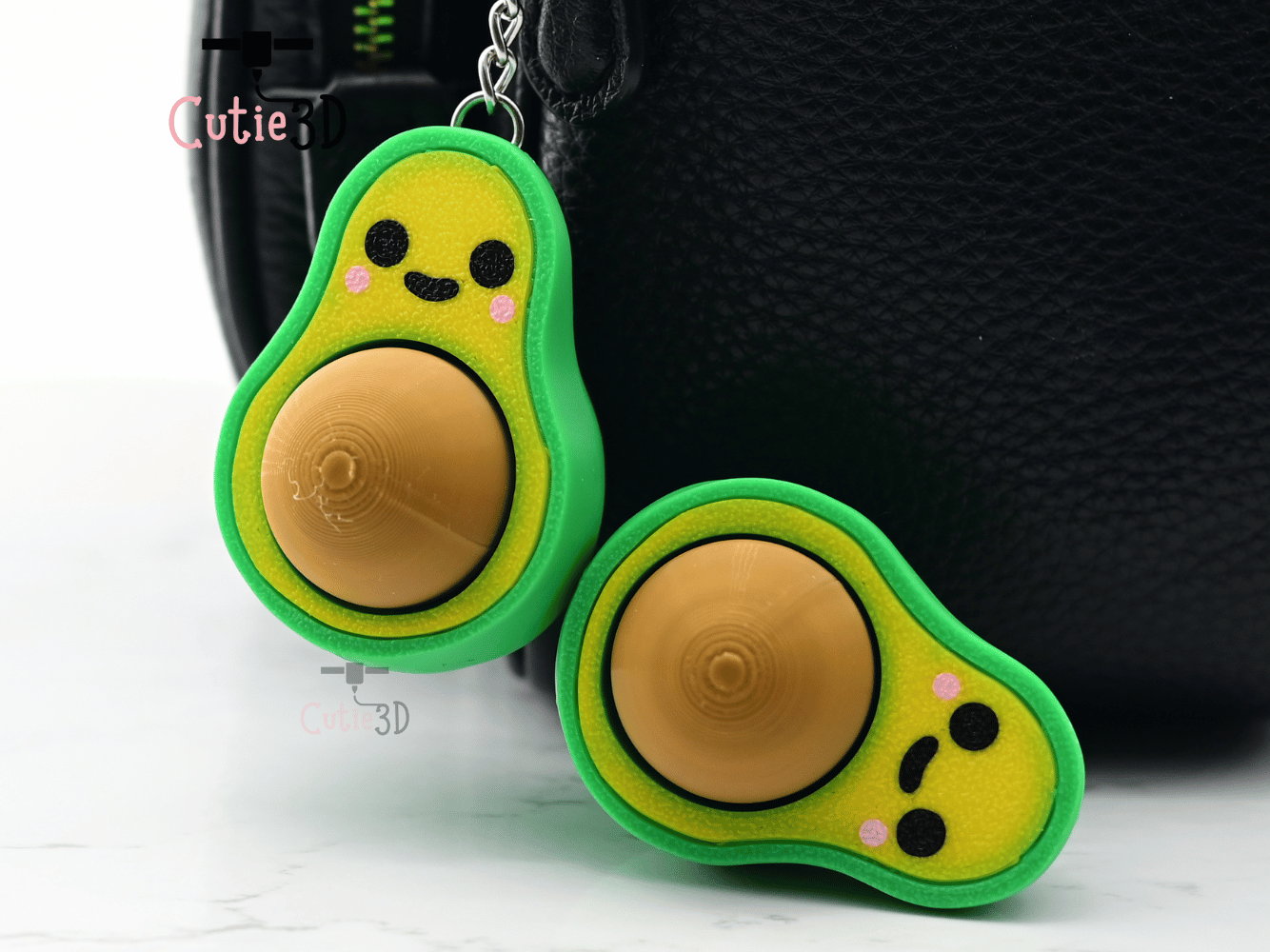 Digital Downloads - Cutie3D Keycap Fidget Clicker Avocado Keychain - Cute Backpack Keychain