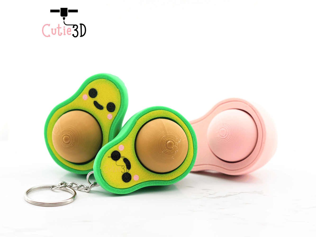 Digital Downloads - Cutie3D Keycap Fidget Clicker Avocado Keychain - Cute Backpack Keychain
