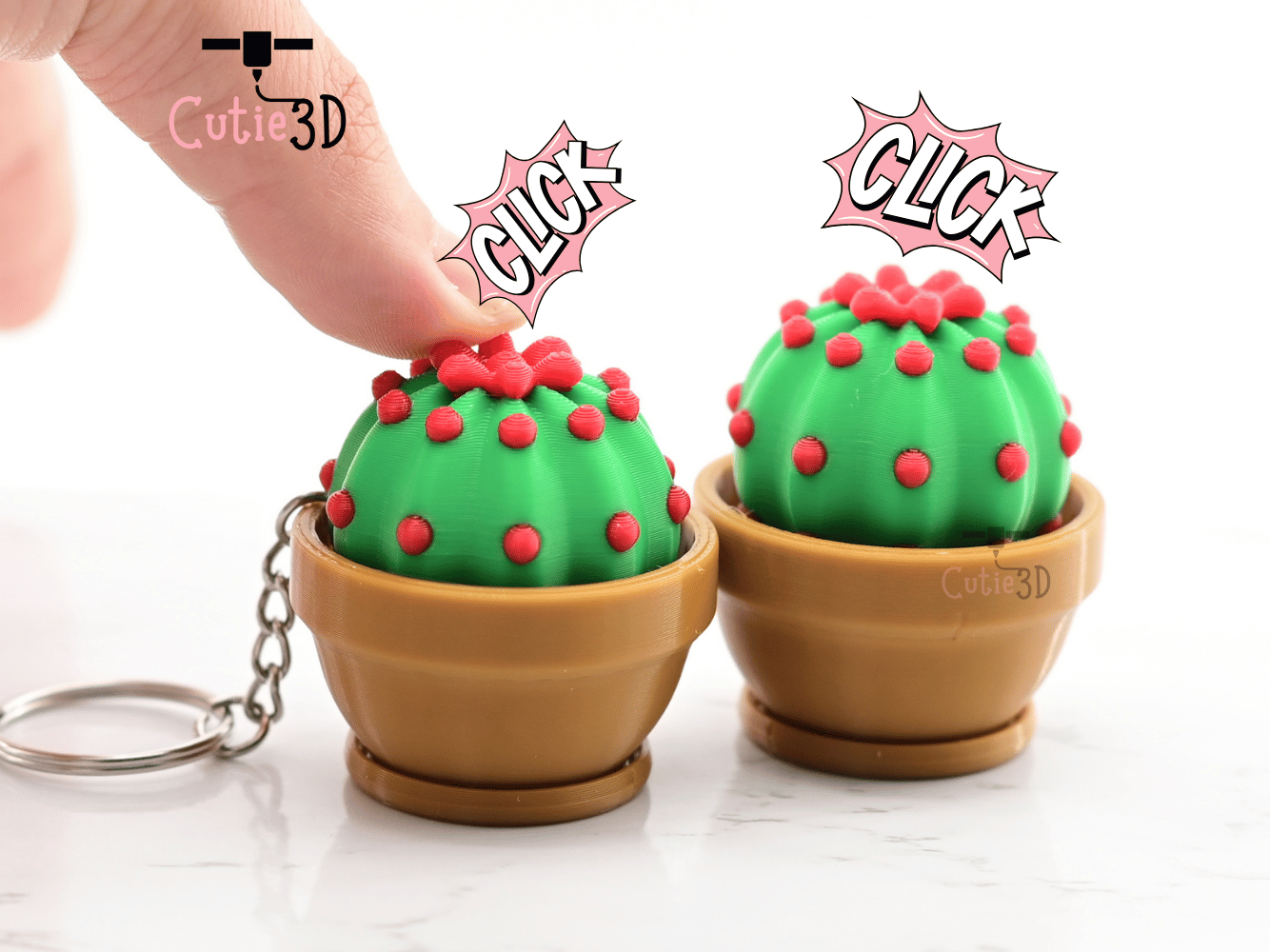 Digital Downloads - Cutie3D Keycap Fidget Clicker Cactus Planter Keychain - Cute Backpack Keychain