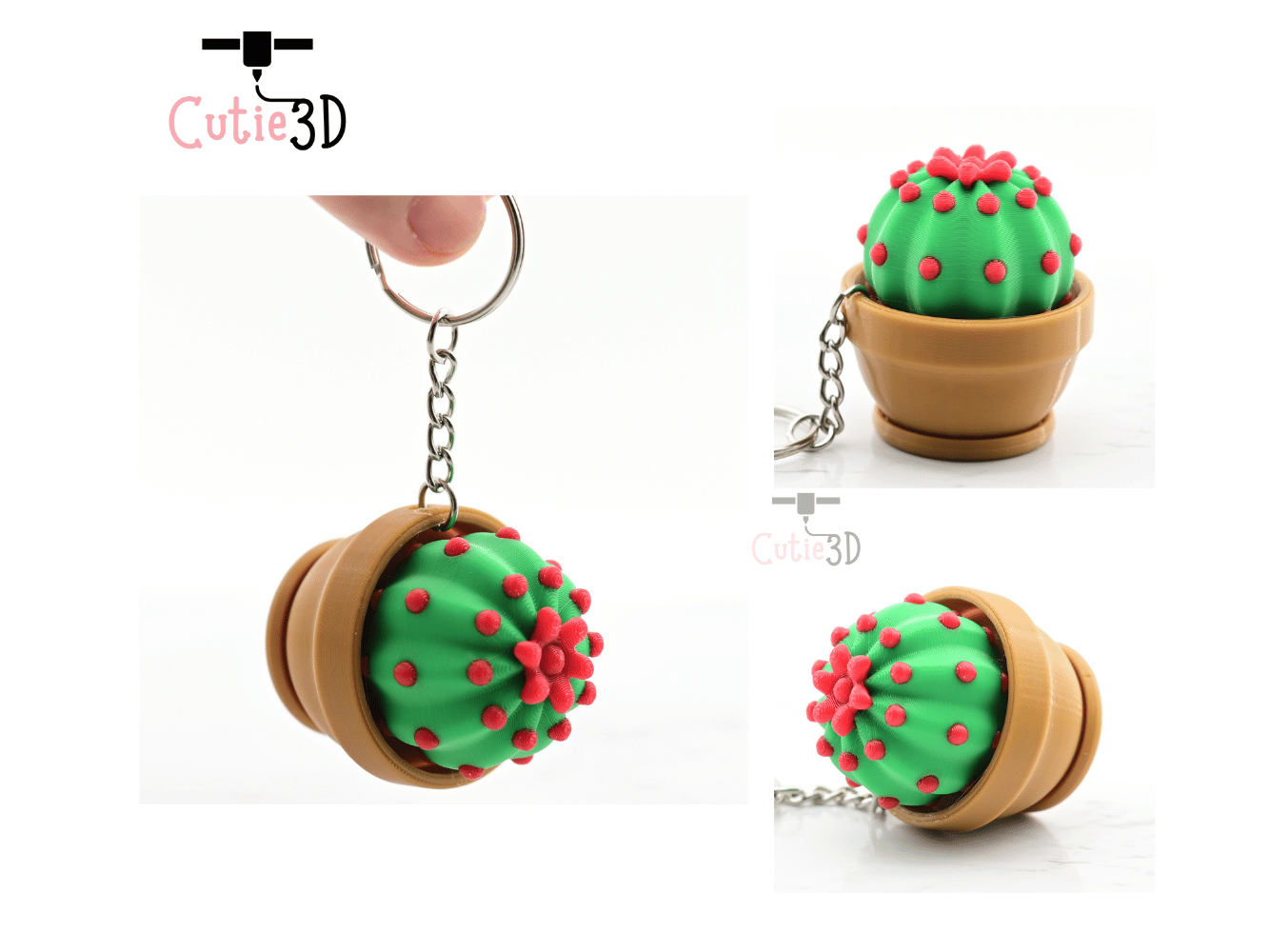 Digital Downloads - Cutie3D Keycap Fidget Clicker Cactus Planter Keychain - Cute Backpack Keychain