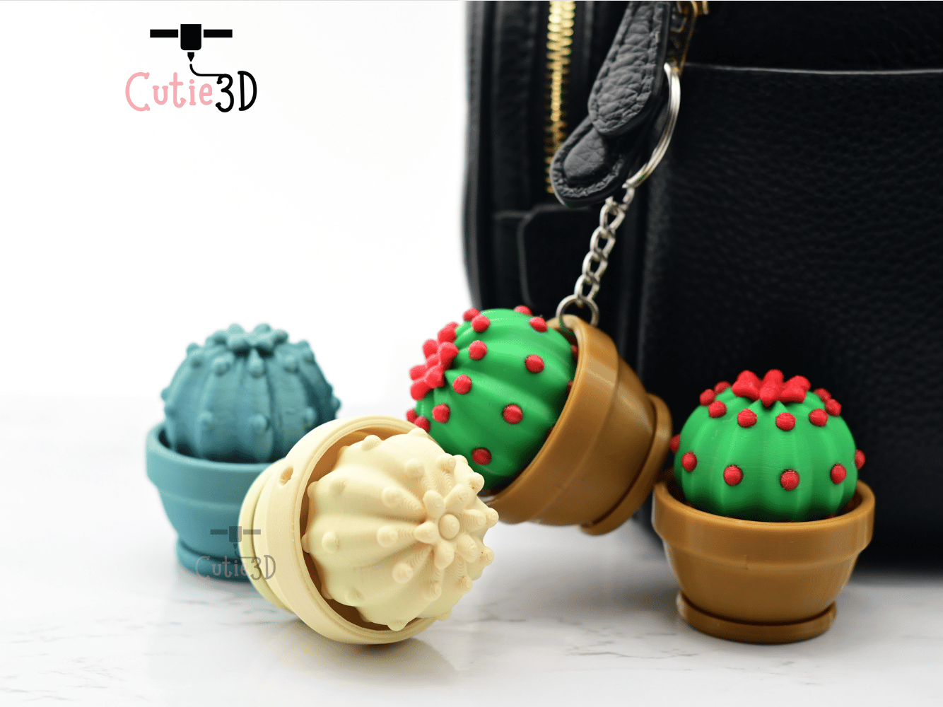 Digital Downloads - Cutie3D Keycap Fidget Clicker Cactus Planter Keychain - Cute Backpack Keychain