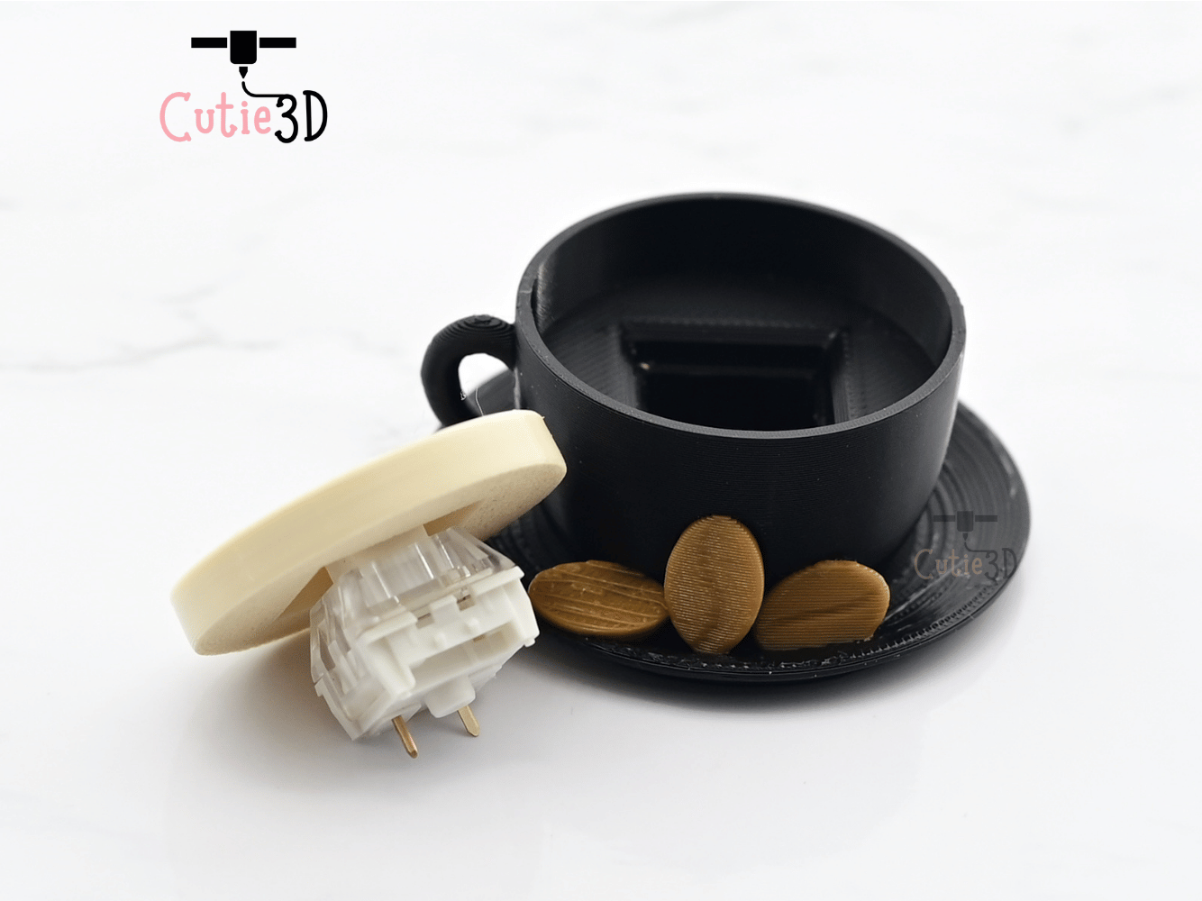 Digital Downloads - Cutie3D Keycap Fidget Clicker Coffee Cappuccino Keychain - Cute Backpack Keychain