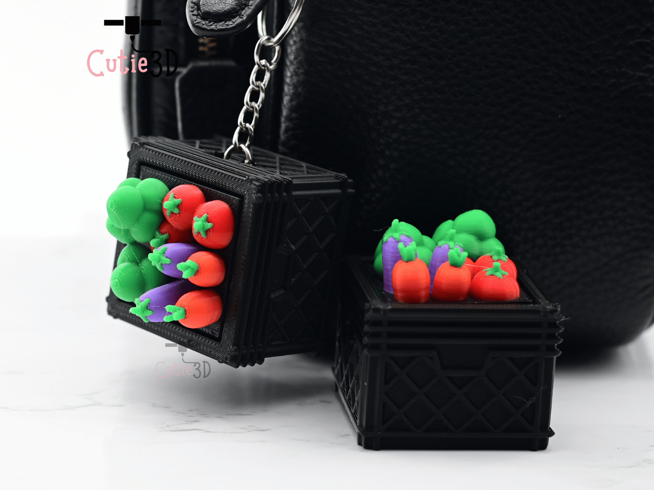 Digital Downloads - Cutie3D Keycap Fidget Clicker Crate With Cute Veggies Keychain - Cute Backpack Keychain