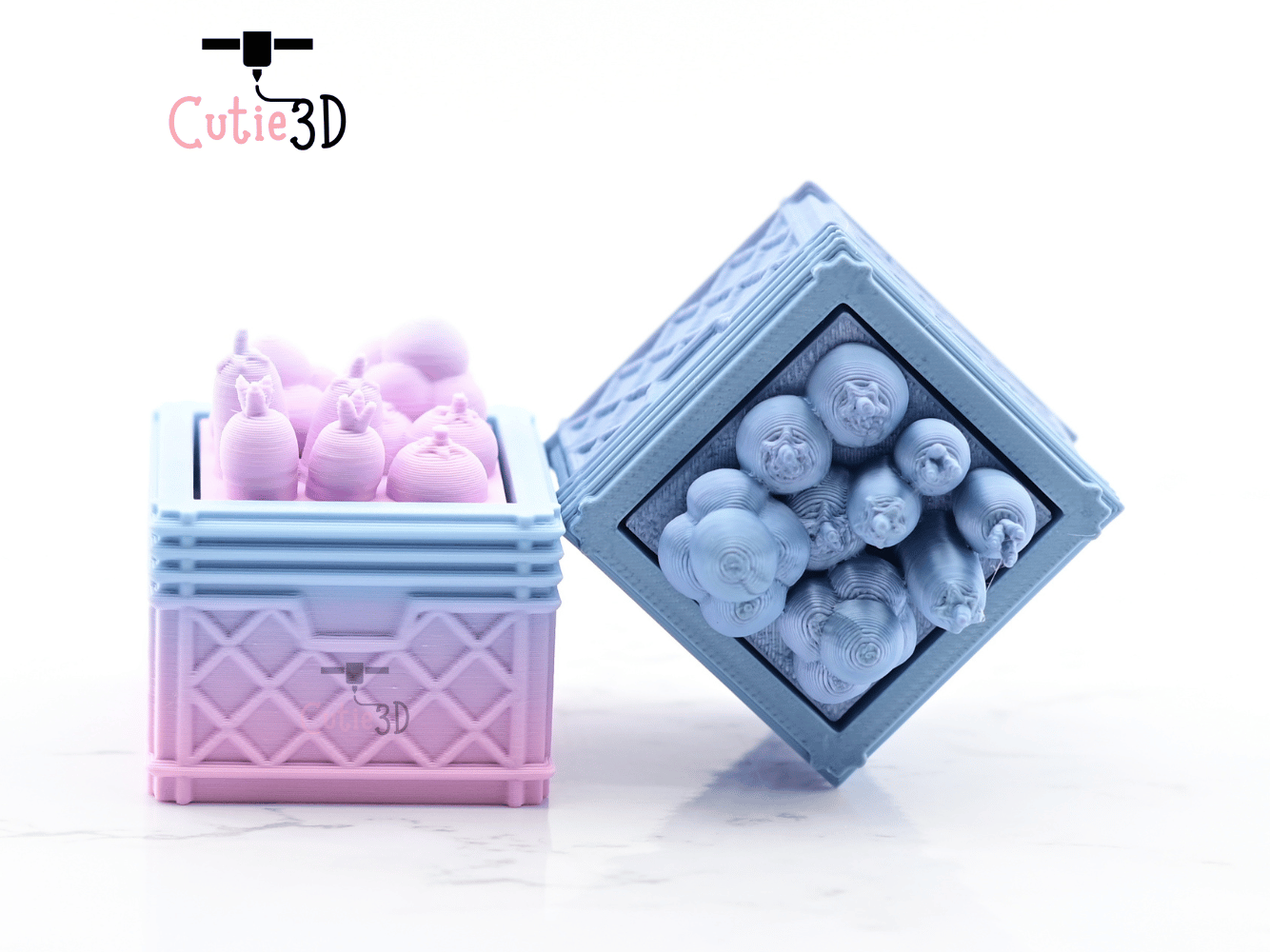 Digital Downloads - Cutie3D Keycap Fidget Clicker Crate With Cute Veggies Keychain - Cute Backpack Keychain