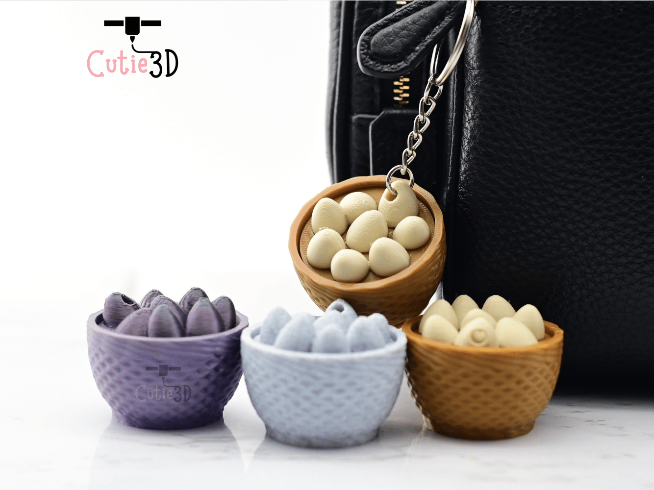 Digital Downloads - Cutie3D Keycap Fidget Clicker Egg Basket Keychain - Cute Backpack Keychain